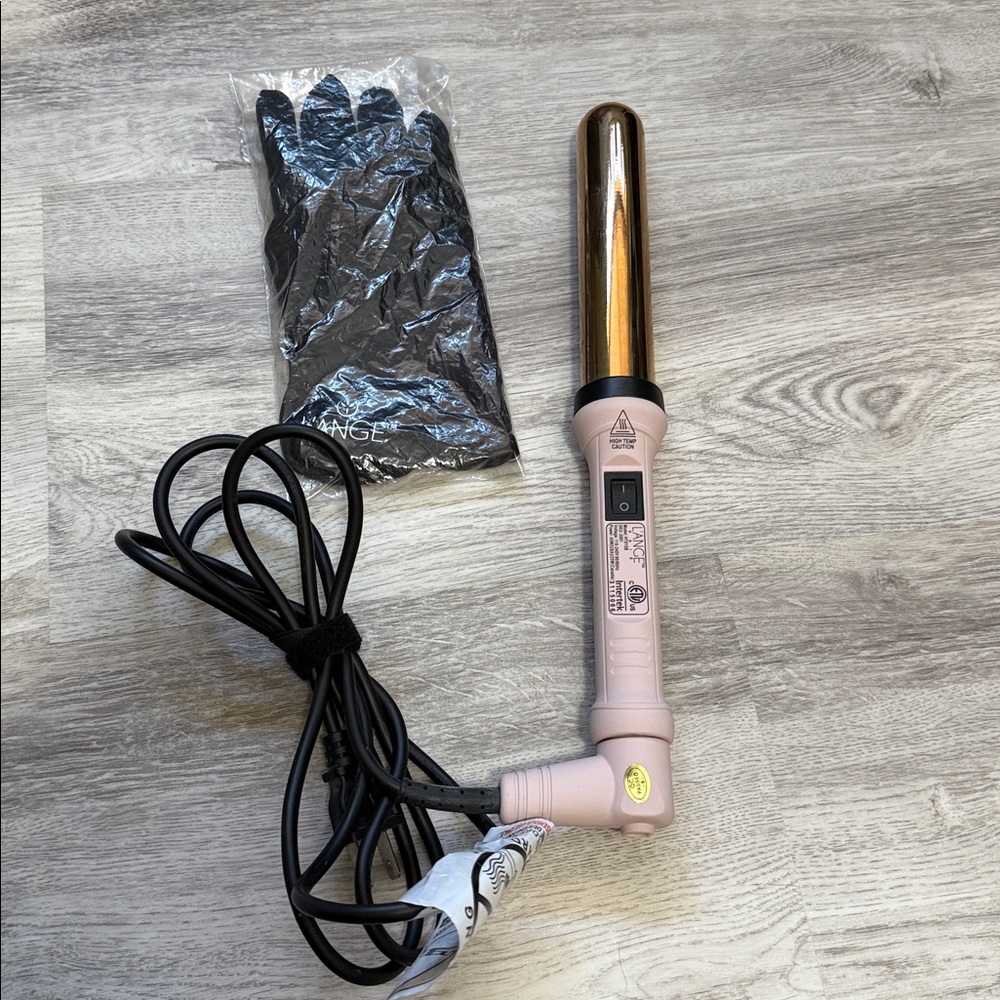 Lànge Pink Curling Wand with Black Glove